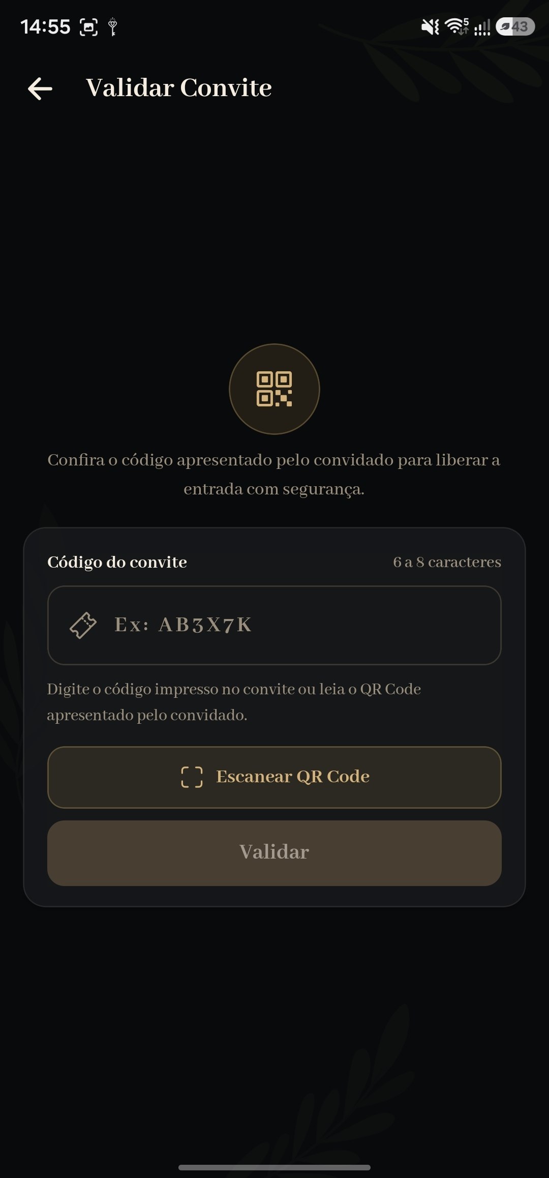 Validação de convite na entrada pelo Hostit