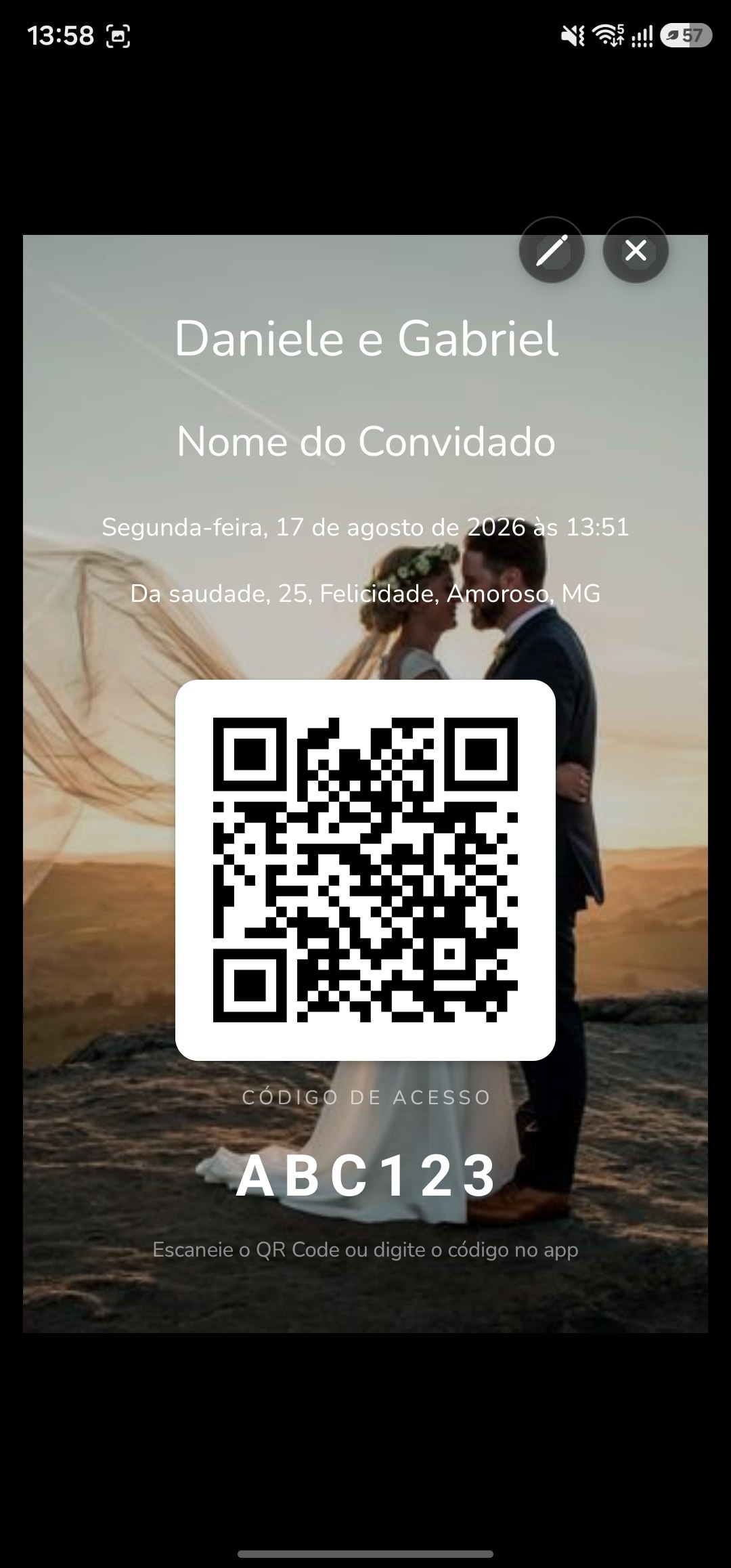 Convite personalizado com QR Code no Hostit