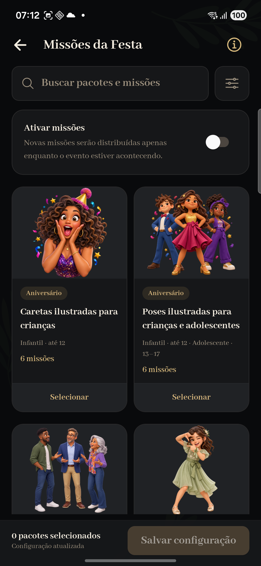 Catálogo das Missões da Festa no Hostit